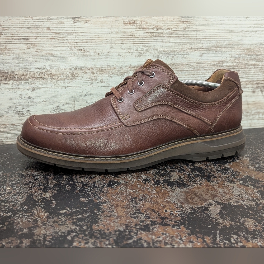 Mens Clarks Unstructured Oxford Shoes Sz 13 Used VGC Brown Leather 21951